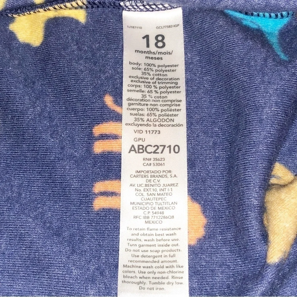 Carter’s Footed Fleece Pajamas Size 18 Months